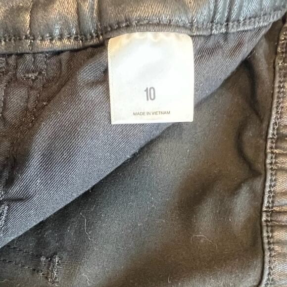 Express Women's Black Shiny Paratrooper Pants Size 10 Cinched Cuff Waxy Look - Picture 3 of 6